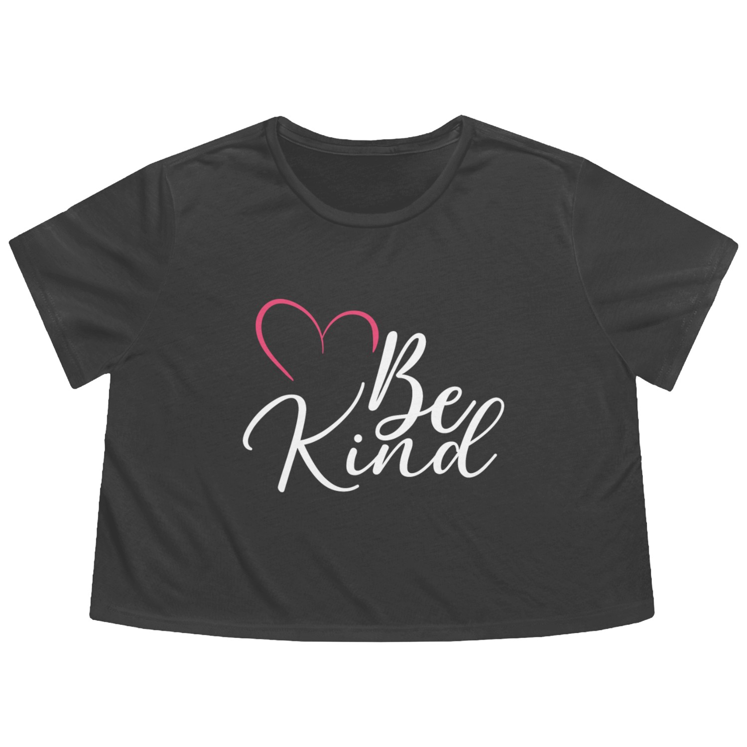 Be Kind Pink Heart – Minimal Kindness Quote Art Flowy Cropped Tees