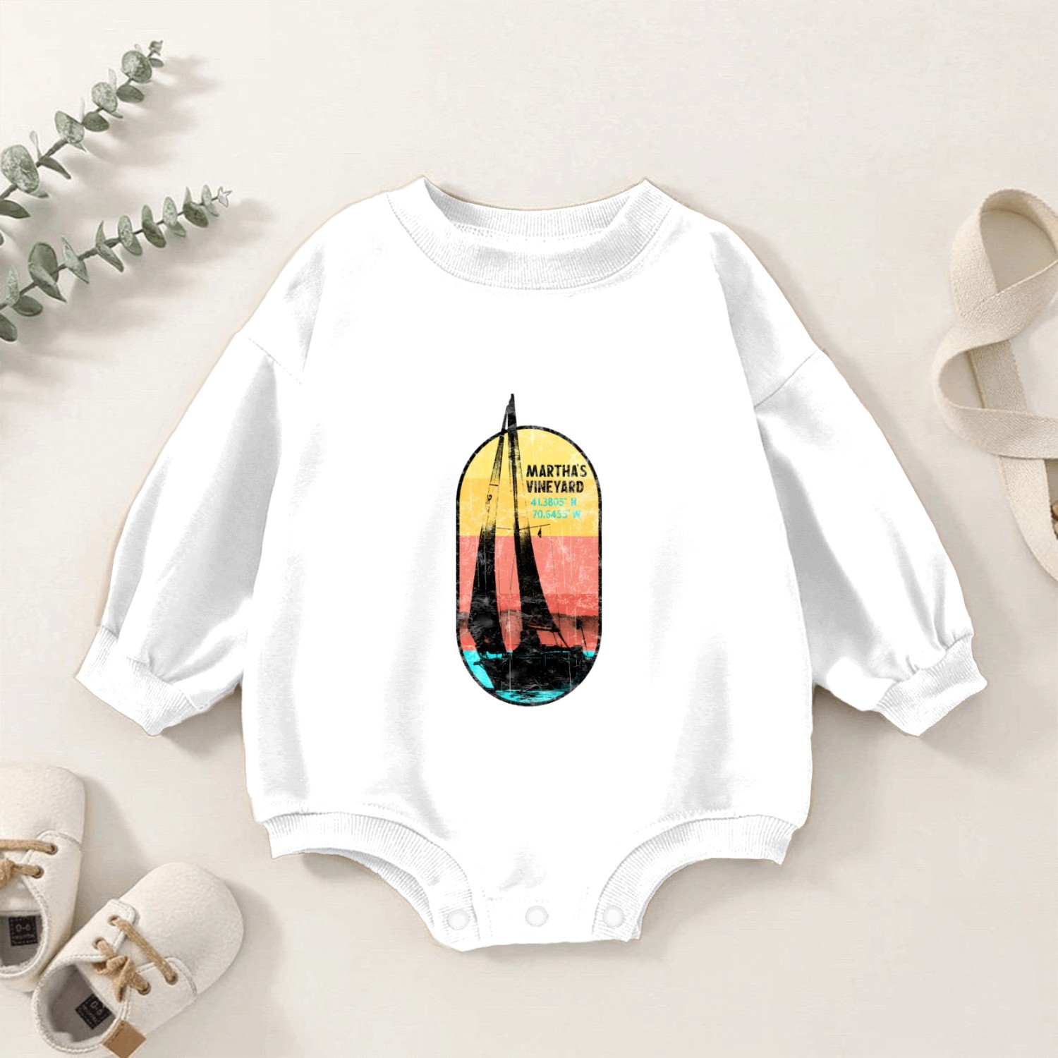 Martha'S Vineyard Sailing Baby Romper Sweatshirts