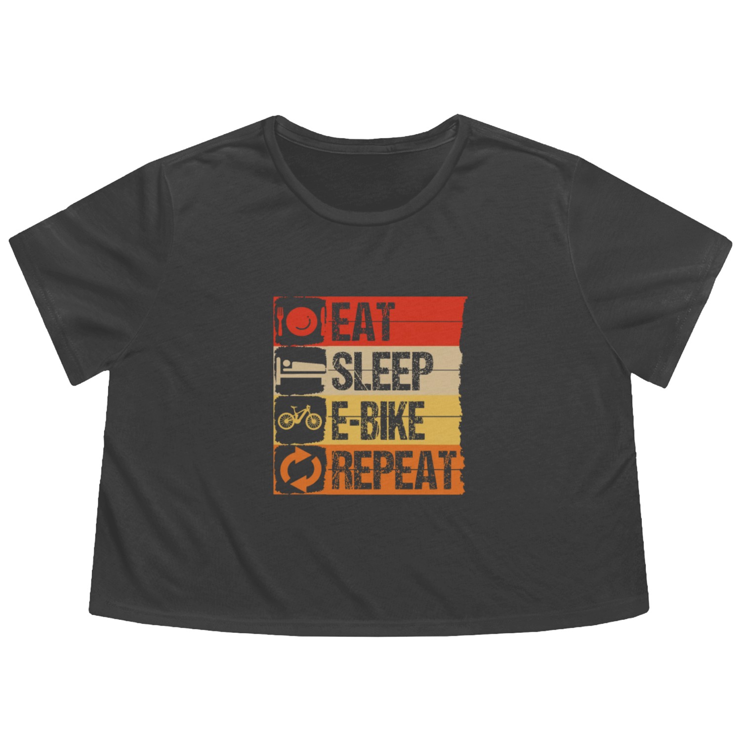 e-bike enthusiast eat sleep e-bike repeat Flowy Cropped Tees