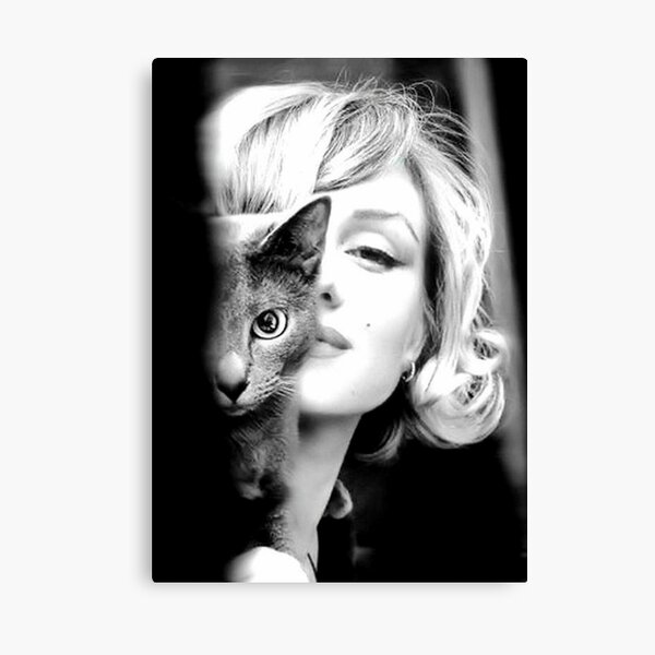 Marilyn Monroe with Cat, Vintage Black and White Photograph Canvas