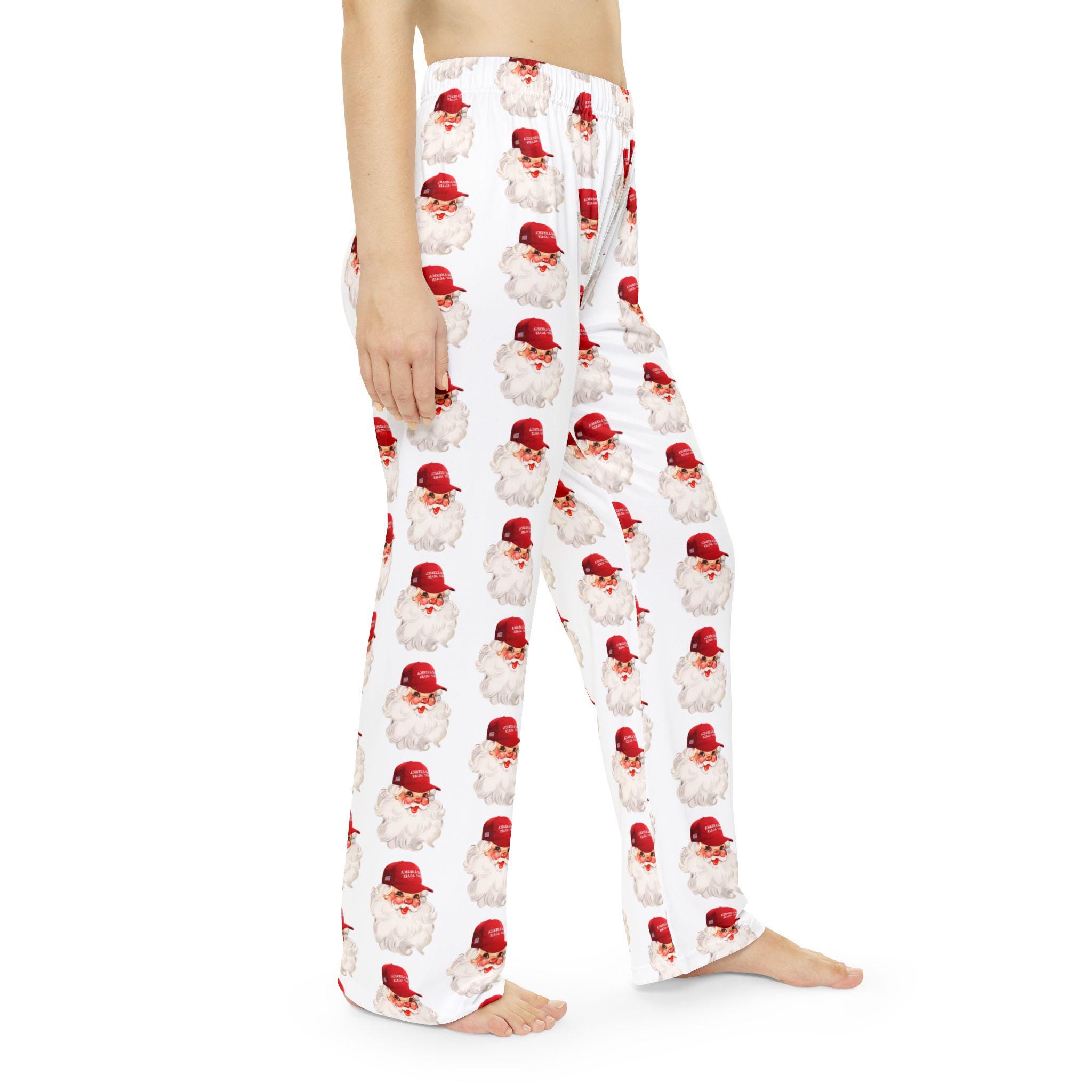Cozy MAGA Santa Pajama Pants for Women, TRUMP Holiday Loungewear, Christmas Gift, Festive Sleepwear, Comfy Nightwear