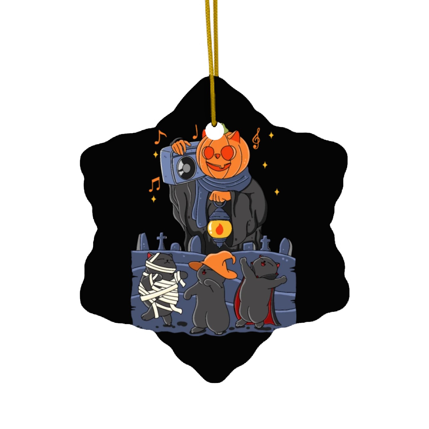 Dancing Cats Halloween Ceramic Ornaments