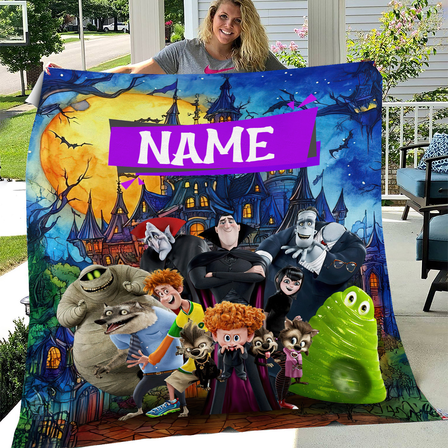Personalized Hotel Transylvania Blanket/Hotel Transylvania Blanket/Dracula Hotel Blanket Christmas Gift/Cartoon Fleece Blanket