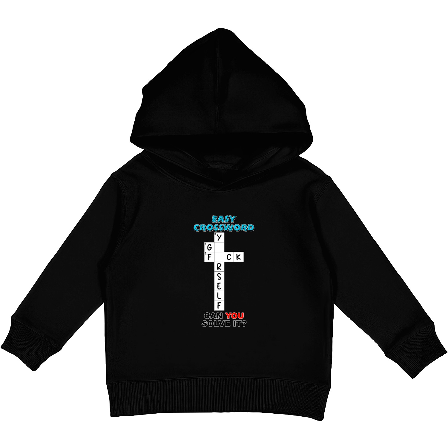 Easy Crossword: Can you solve it? Kids Pullover Hoodies