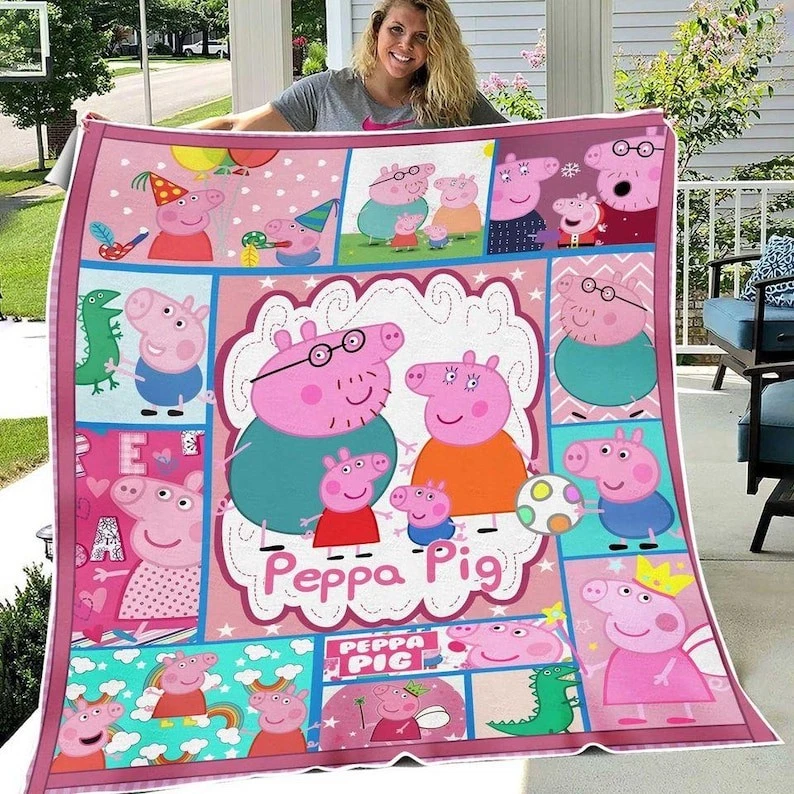 Kids Personalized Family Pig Blanket, Custom Family Pig Blanket