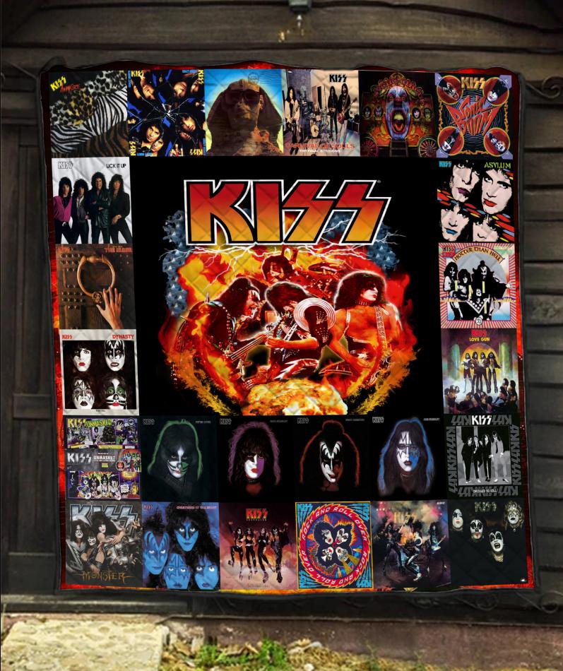 The Kiss Band Sherpa Fleece Blanket, The Kiss Quilt, Rock Band Christmas Blanket