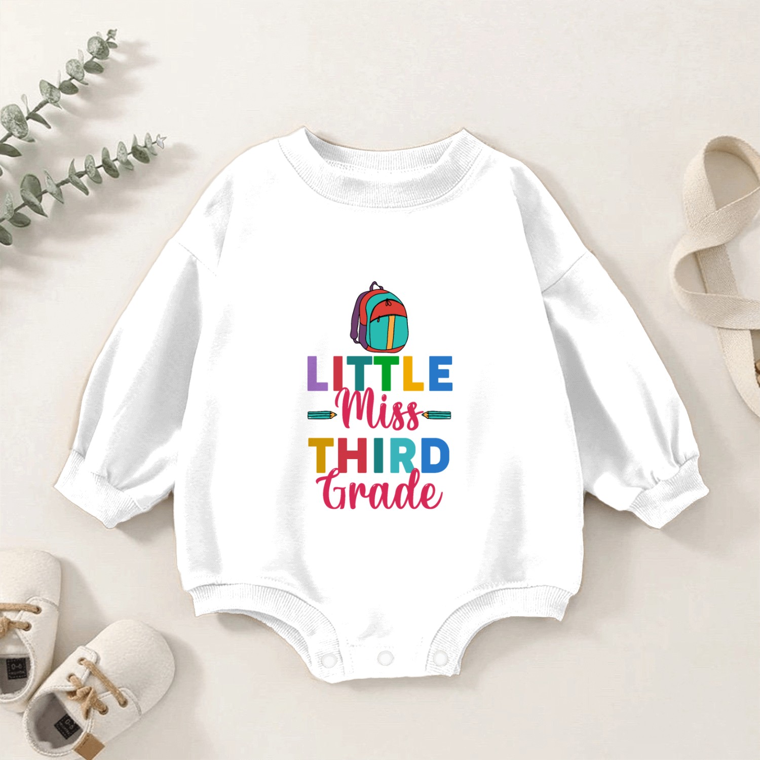 Little Third Grade Student 3rd Grader Teacher Gift Baby Romper Sweatshirts