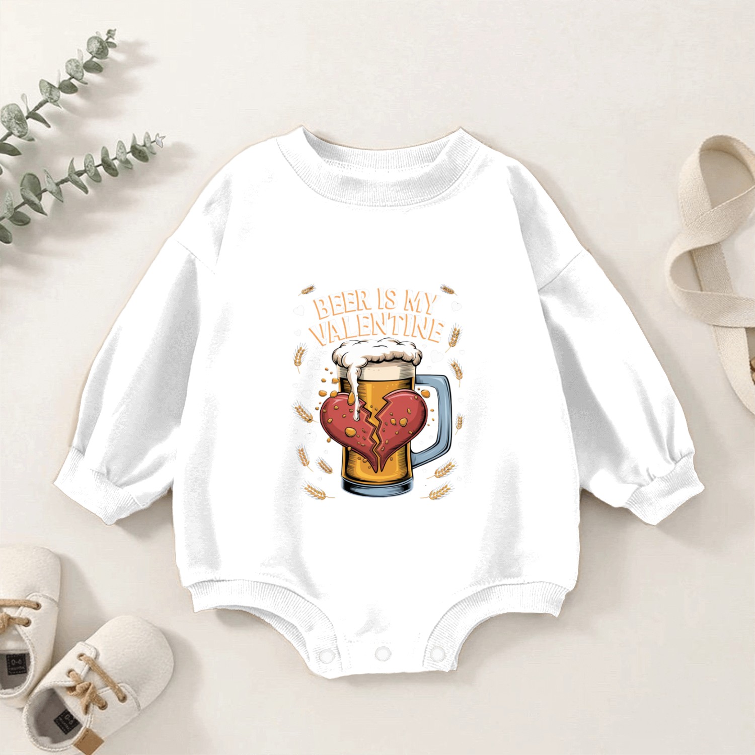 Beer Is My Valentine Themed Valentine's for Bevera Baby Romper Sweatshirts