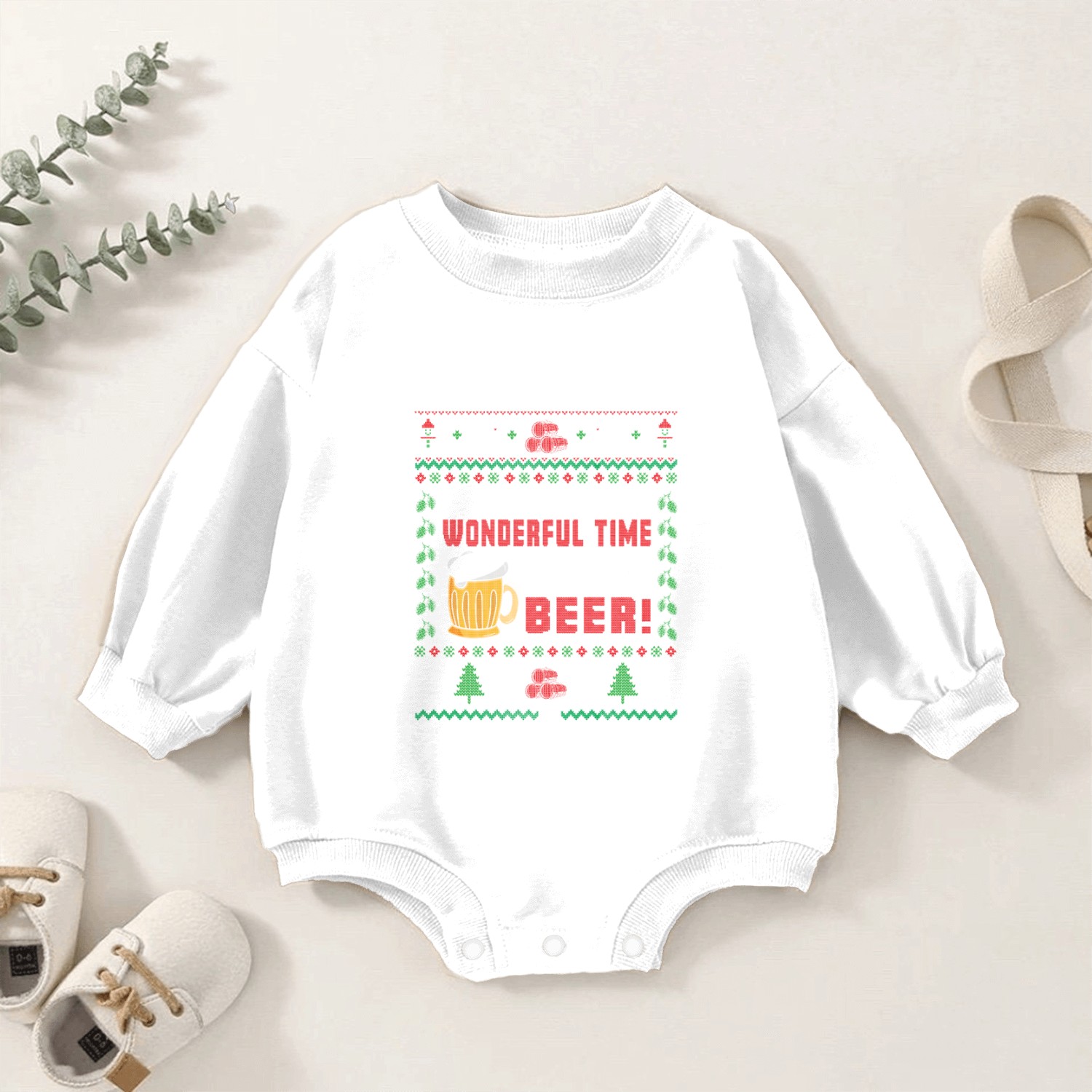 Holiday Season Wonderful Time For A Beer Baby Romper Sweatshirts
