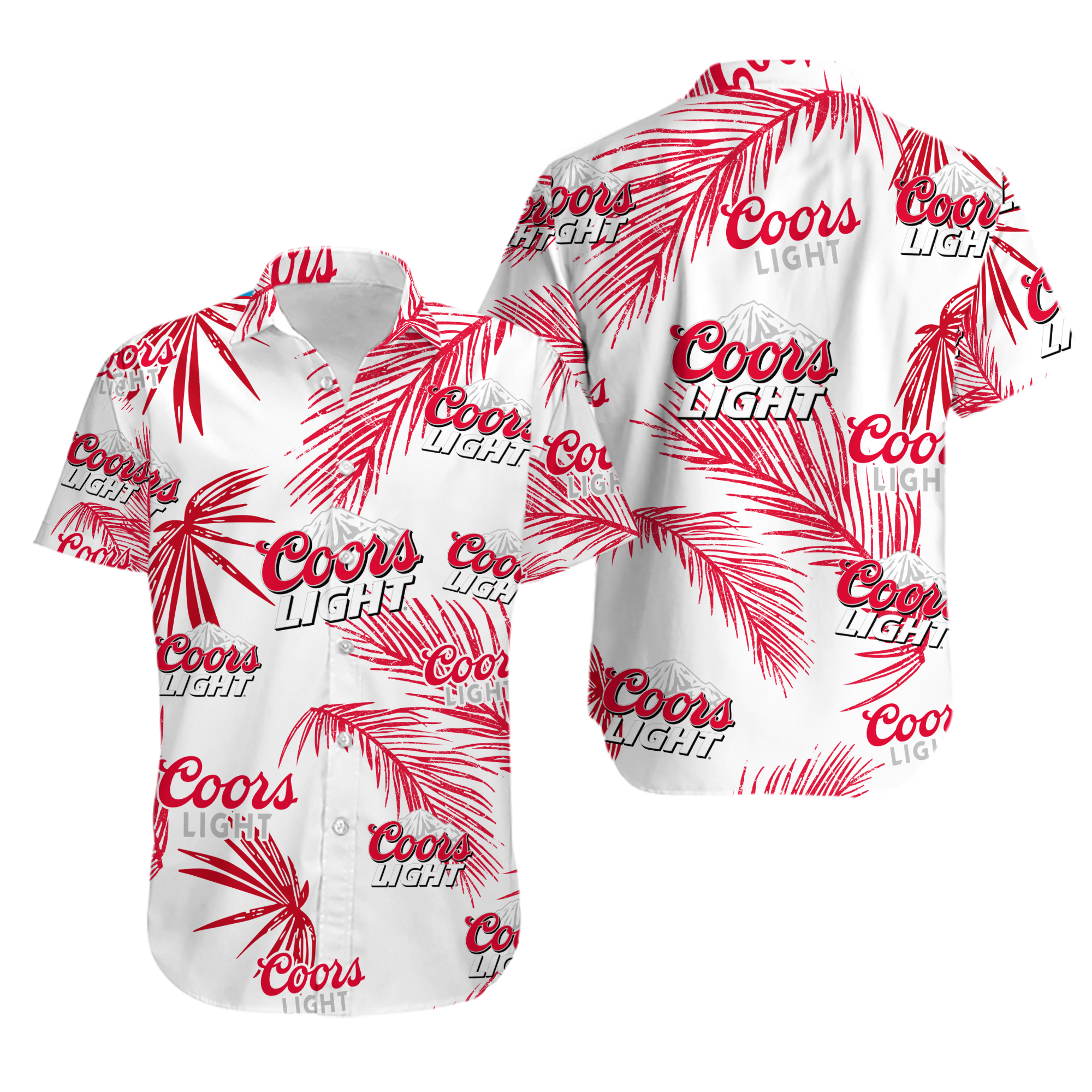 CCOORS Light Hawaiian Palm Leaves Pattern Shirt, Beer Summer Party Hawaiian Shirt