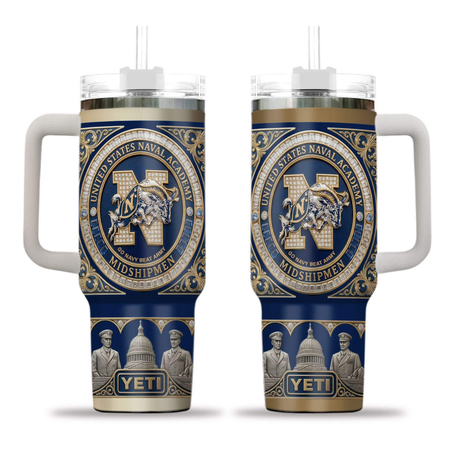 US Naval Academy Go Navy Beat Army 40oz Tumbler Insulated Travel Mug