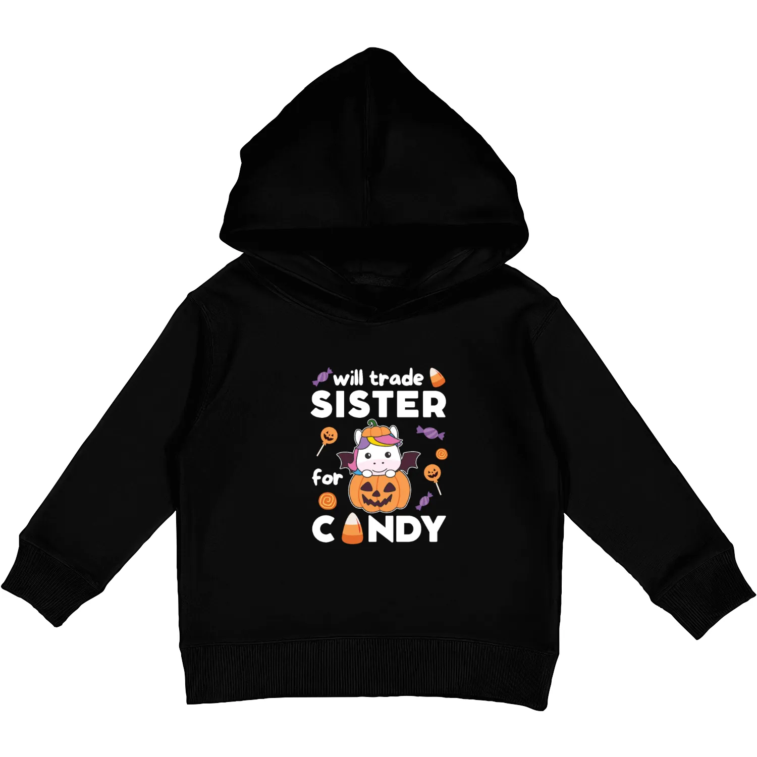 Unicorn Halloween Trade Sister For Candy Kids Pullover Hoodies