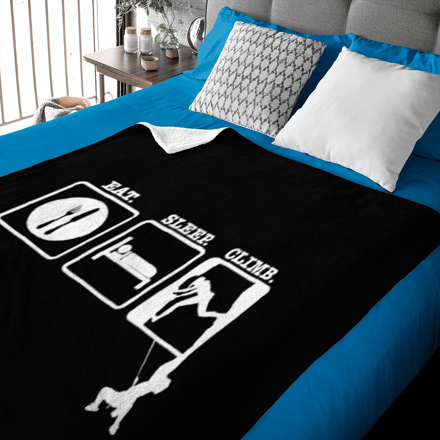 Eat Sleep Climb Two Climbers Mens Rock Climb Gear Baby Blankets