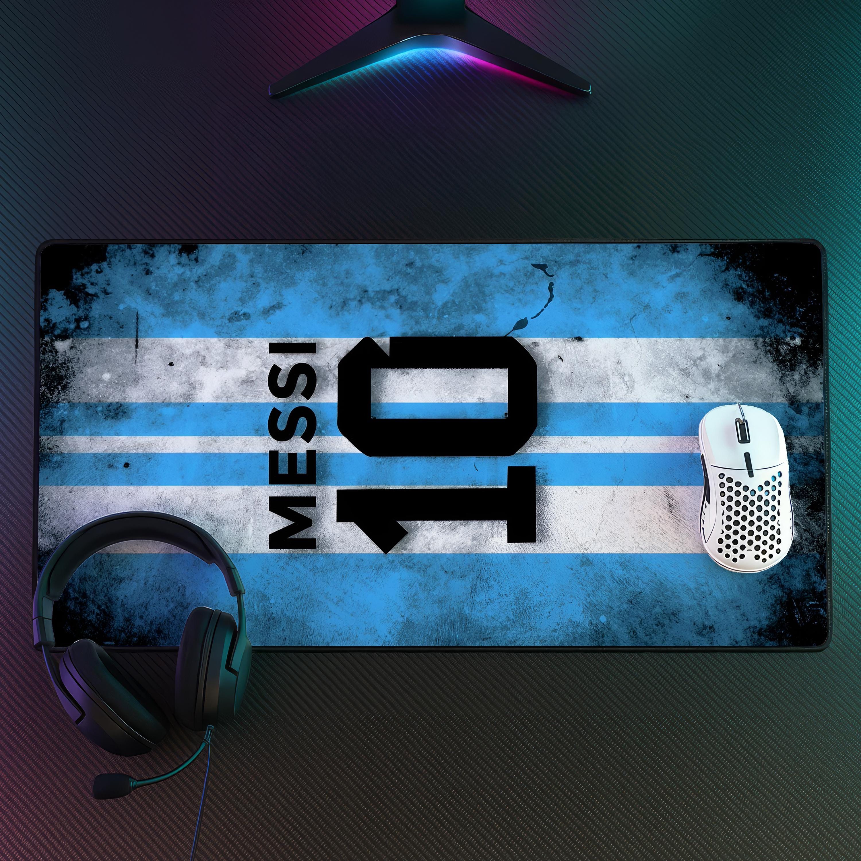Messi 10 Argentina Football Gaming Desk Mat, Soccer Fan Mouse Pad, World Cup Inspired Desk Accessory