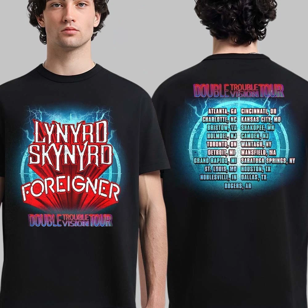 Lynyrd Skynyrd X Foreigner Double Trouble Vision Tour 2026 North America T-Shirt