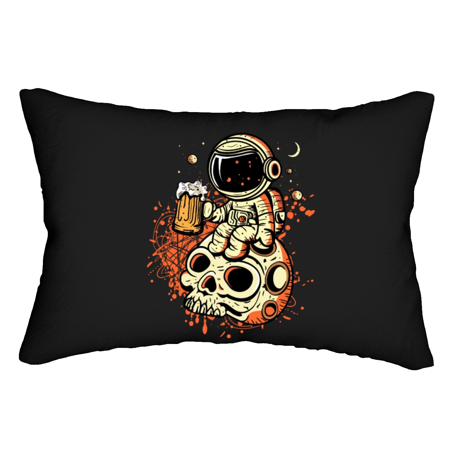 Astronaut drink beer Lumbar Pillows
