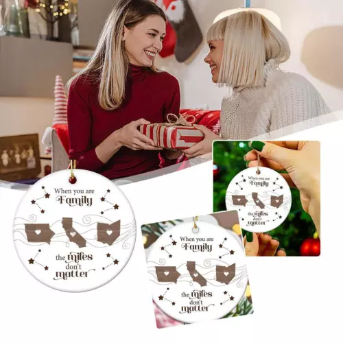 Perfect for Separated Loved Ones Togetherness Ceramic Ornament Christmas Gi GXN