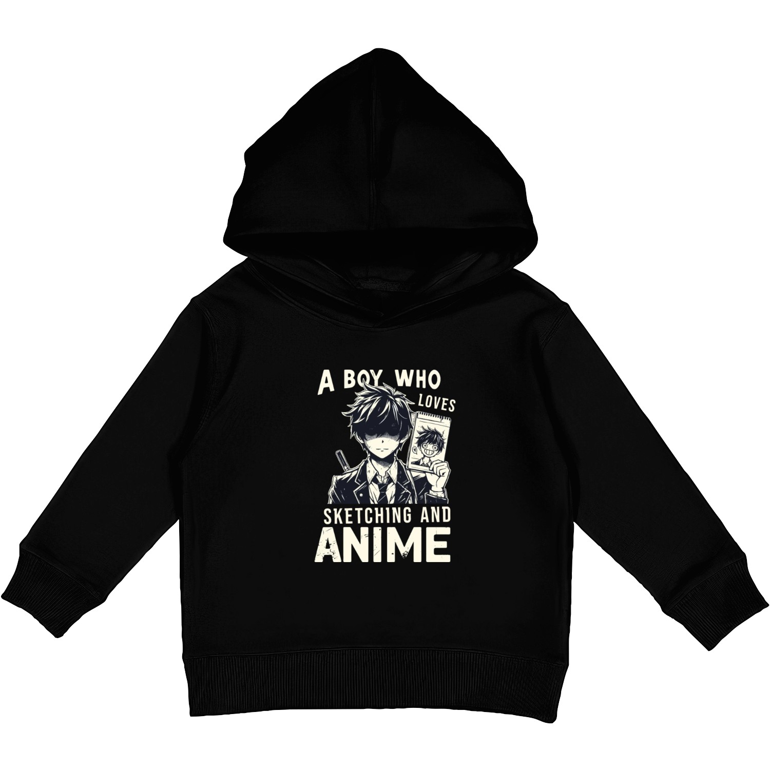 A Boy Who Loves Sketching And Anime Japanese Manga Kids Pullover Hoodies