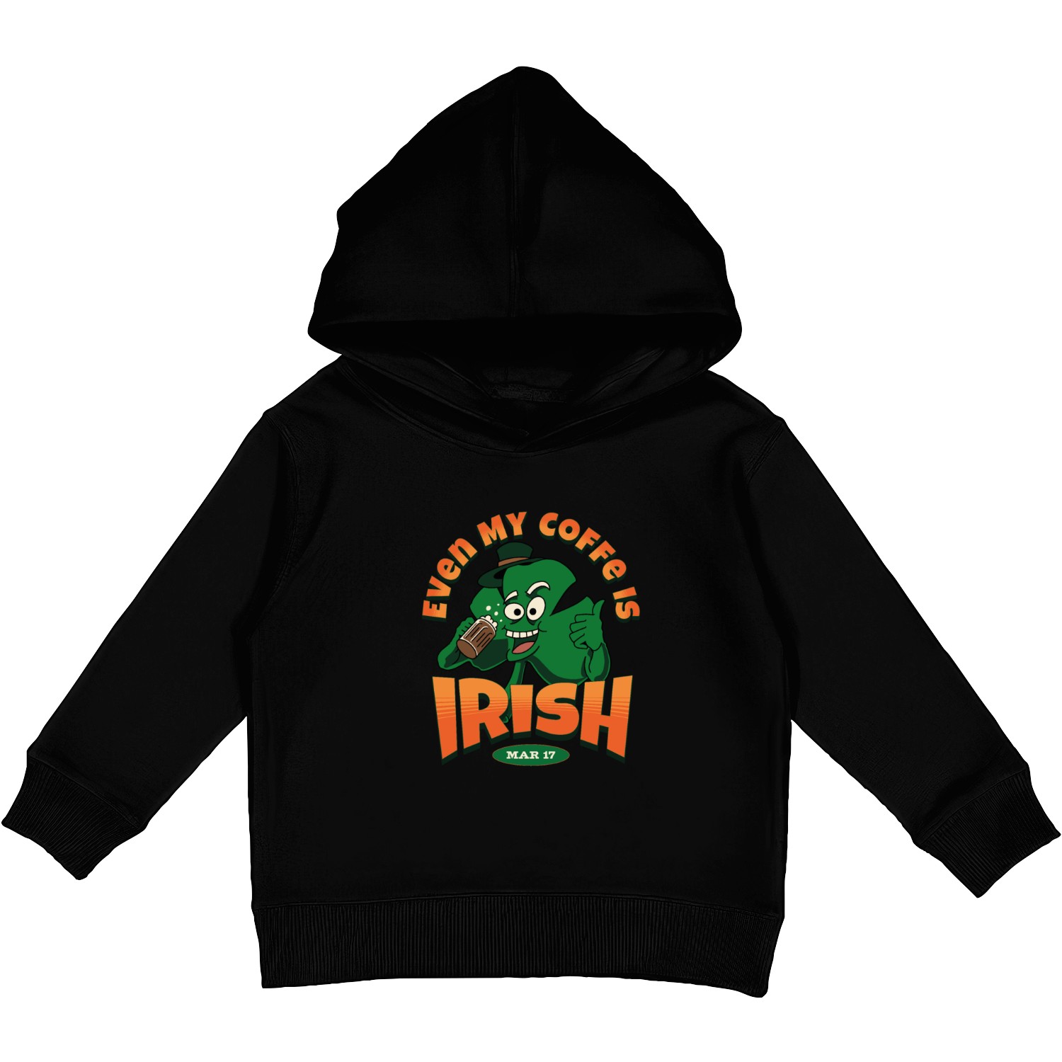 Even My Coffe Is Irish on St. Patricks Day Kids Pullover Hoodies