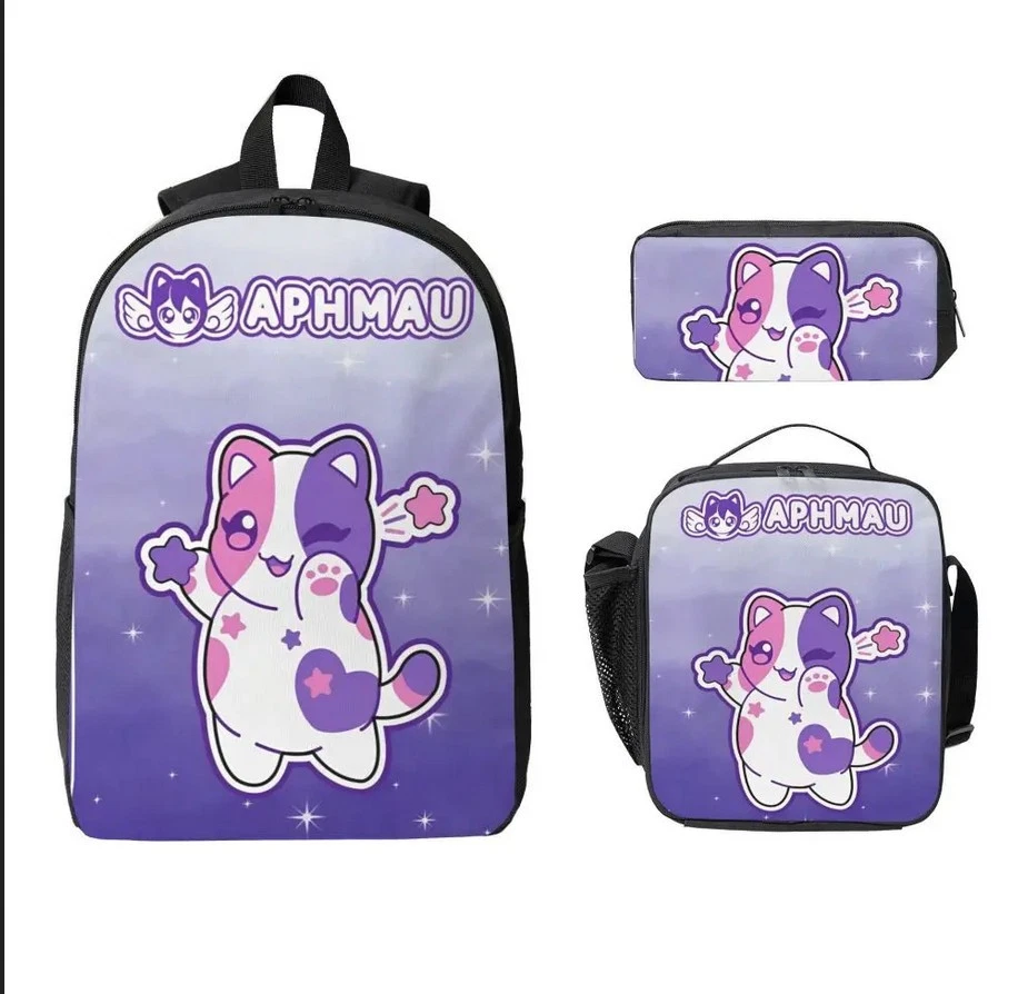 Aphmau Cat Backpack Set, School Bag Lunch Bag Pencil Case