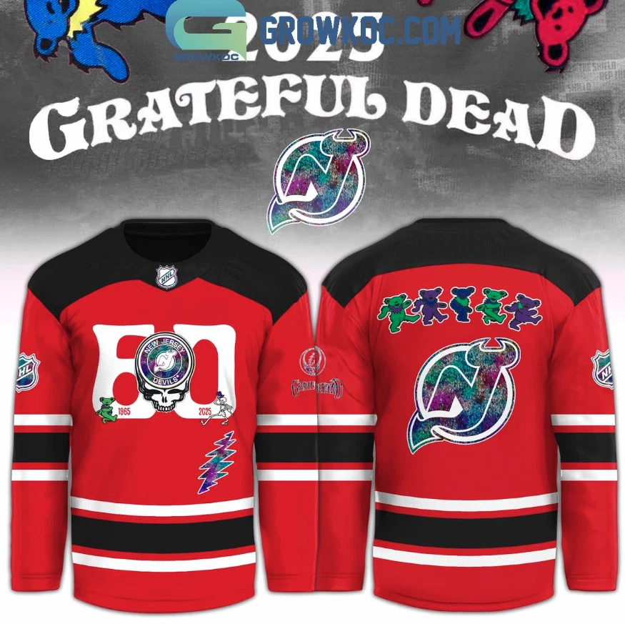 New Jersey Devil X Grateful Dad 60 Years Hockey Jersey, Gift For Fans