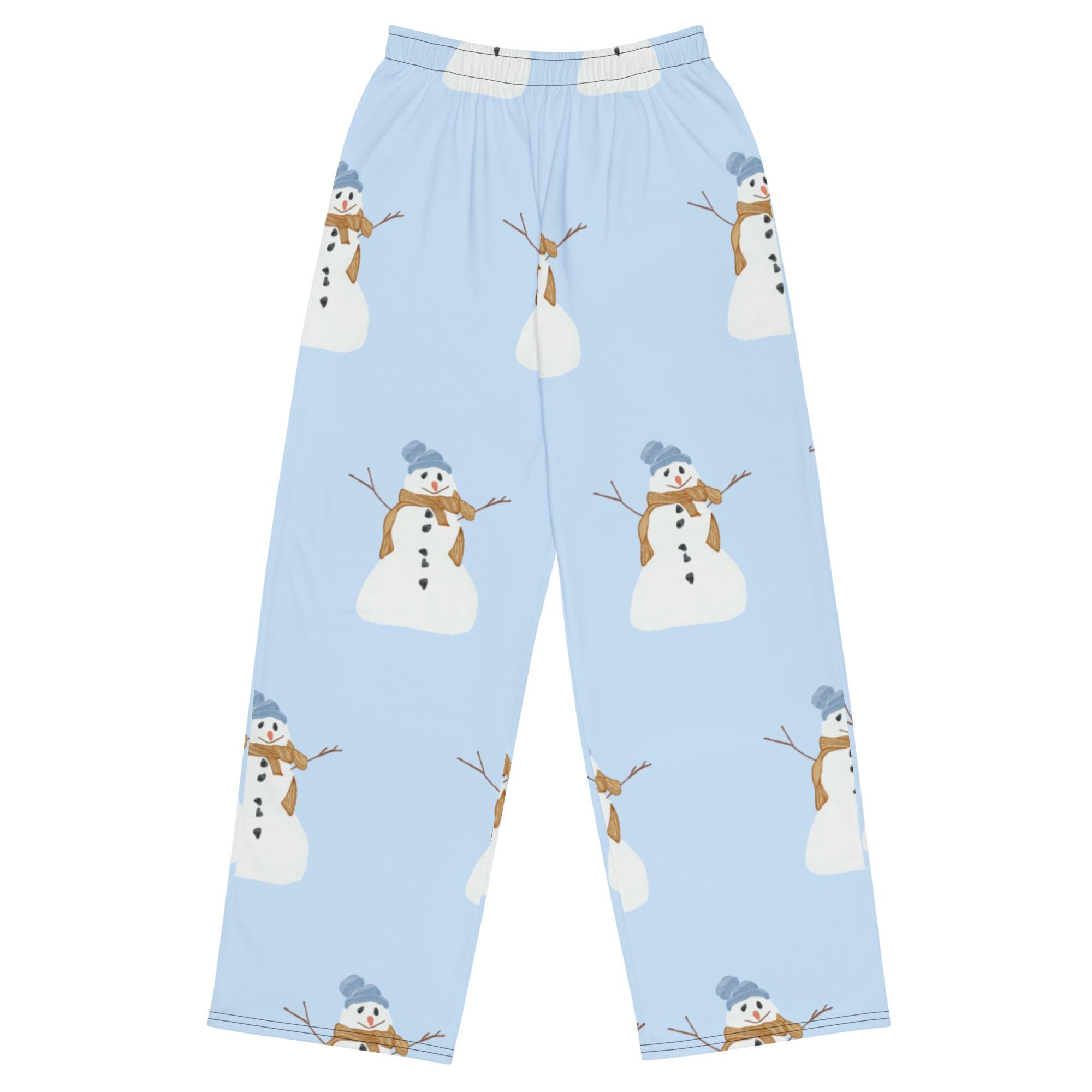 Snowman Lounge Pants: Unisex Wide-Leg Christmas Pajamas