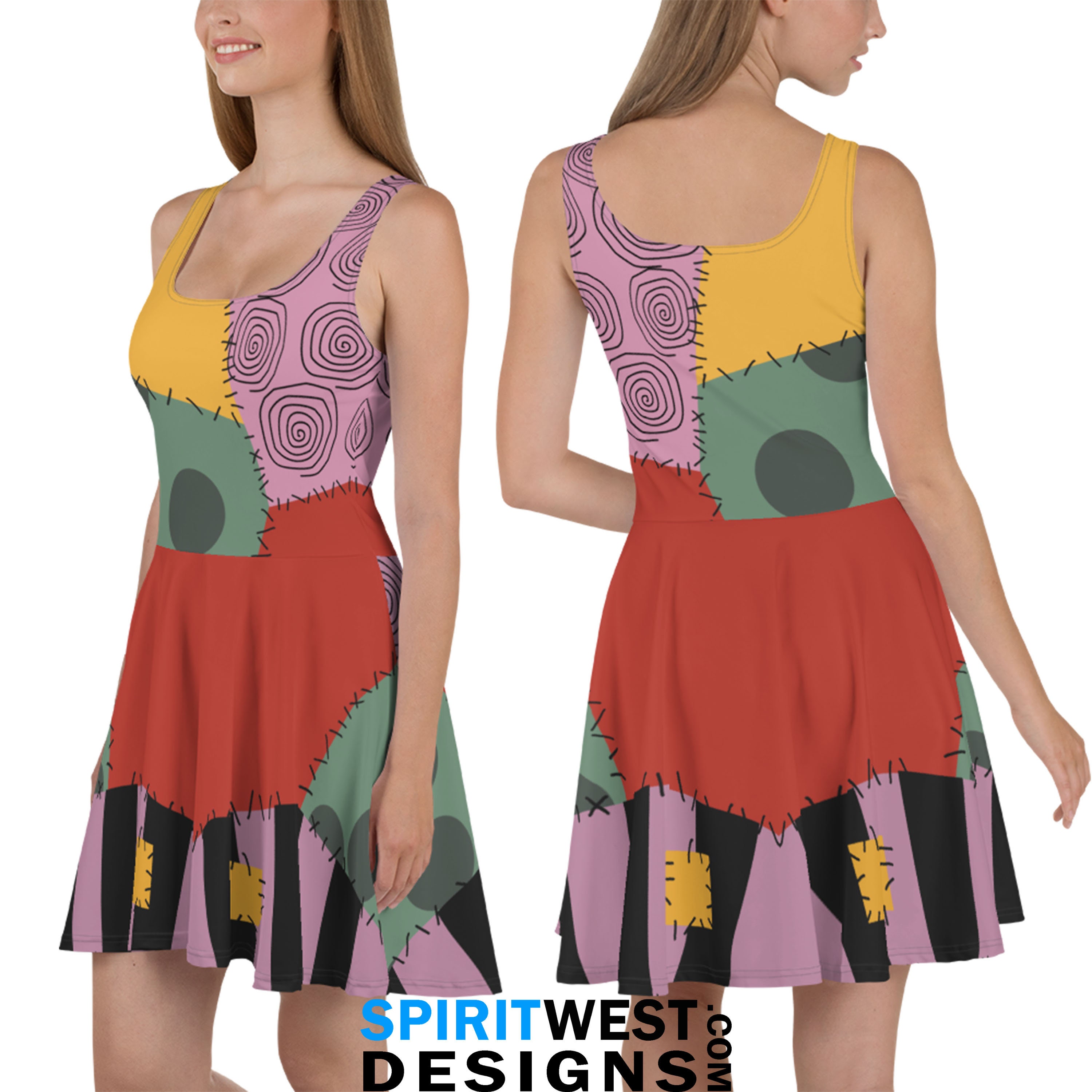 Nightmare Sally Costume Skater | Nightmare Before Christmas Cosplay Halloween Zombie Ragdoll Patchwork