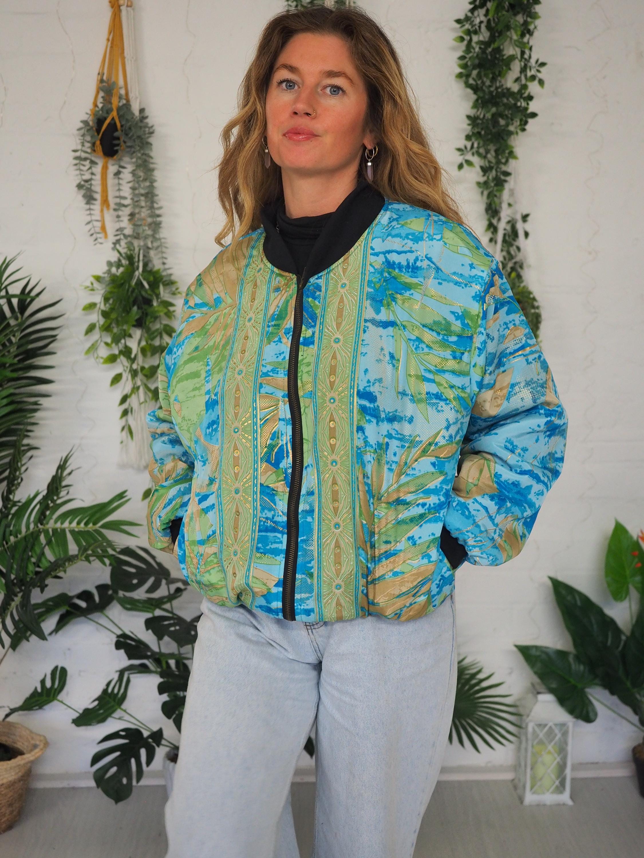 FLEECE BOMBER JACKET - Paisley Coat - Thermal Unisex Hoodie - Vintage Silk - Thick Cotton - Non Binary - Christmas gift - Retro Men's coat