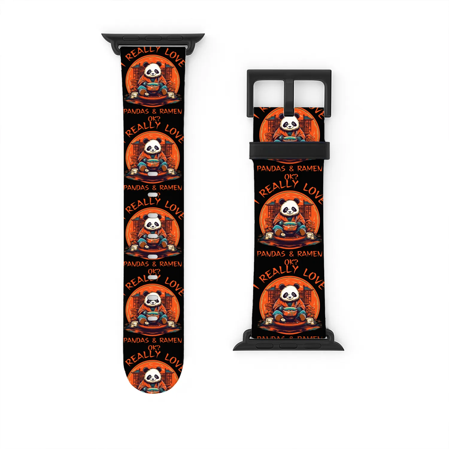 Kawaii Anime Panda Otaku Japanese Ramen Noodles Watch Bands For Apple Watch