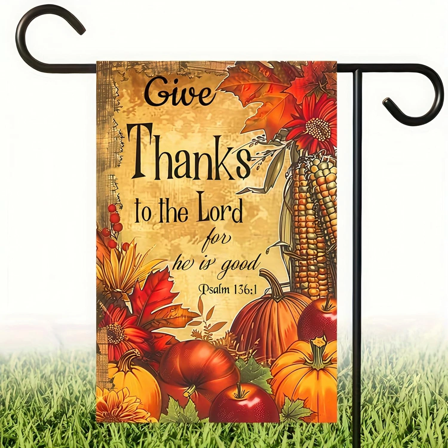 Fall Pumpkin Thanksgiving Garden Flag Double Sided Harvest Holiday