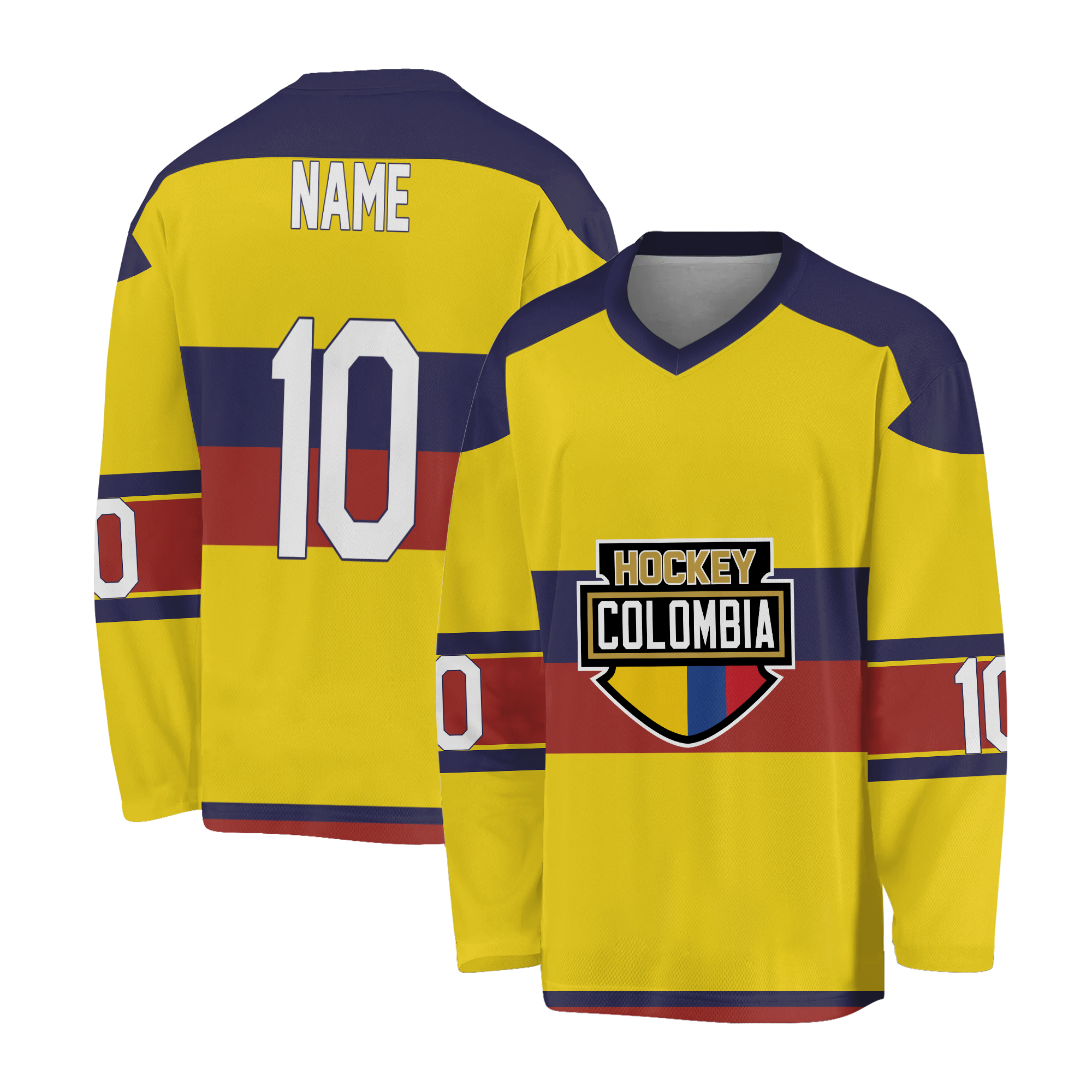 Team Colombia Yellow Men’s Hockey Jersey Custom Name and Number