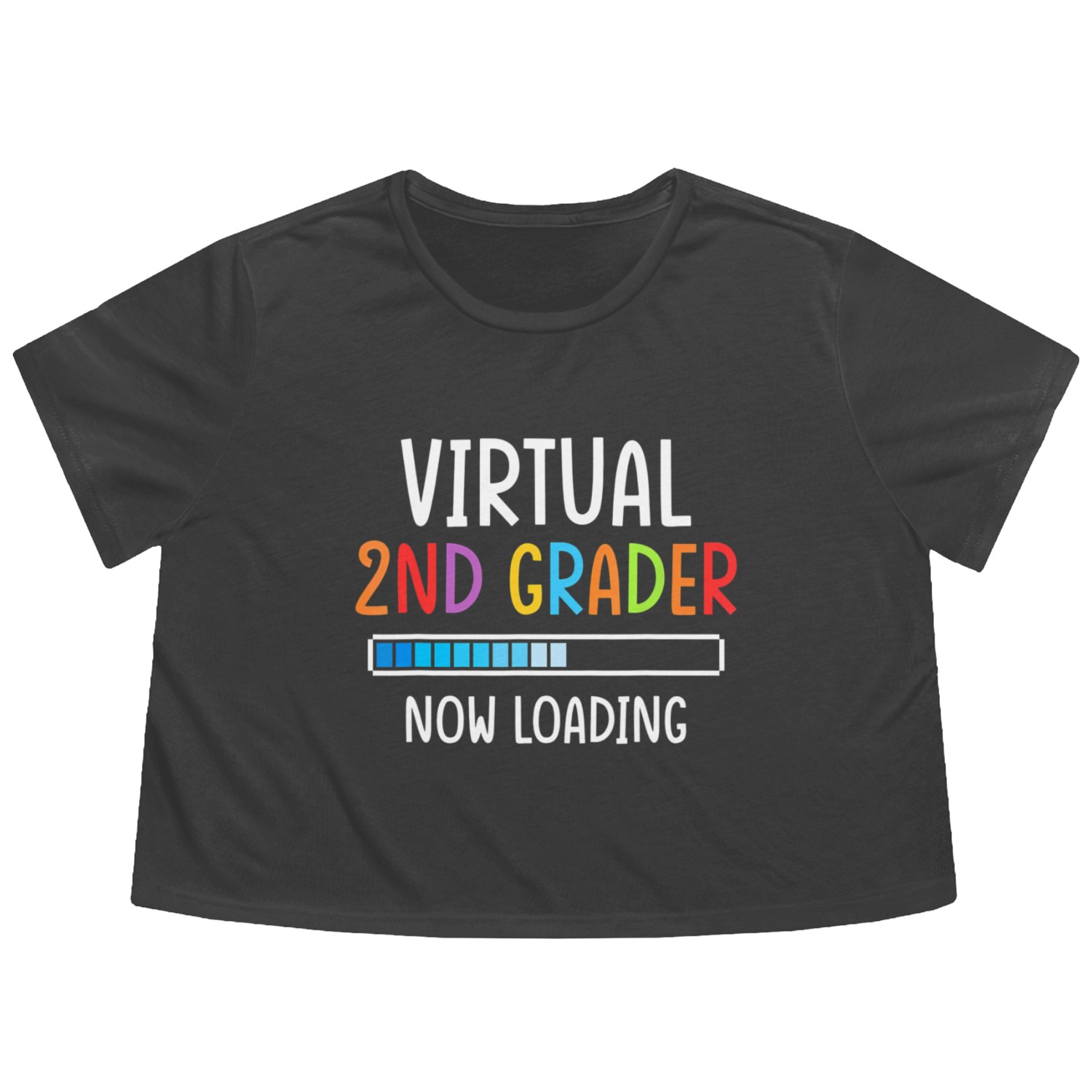 Virtual 2nd Grader Now Loading Back to School Seco Flowy Cropped Tees