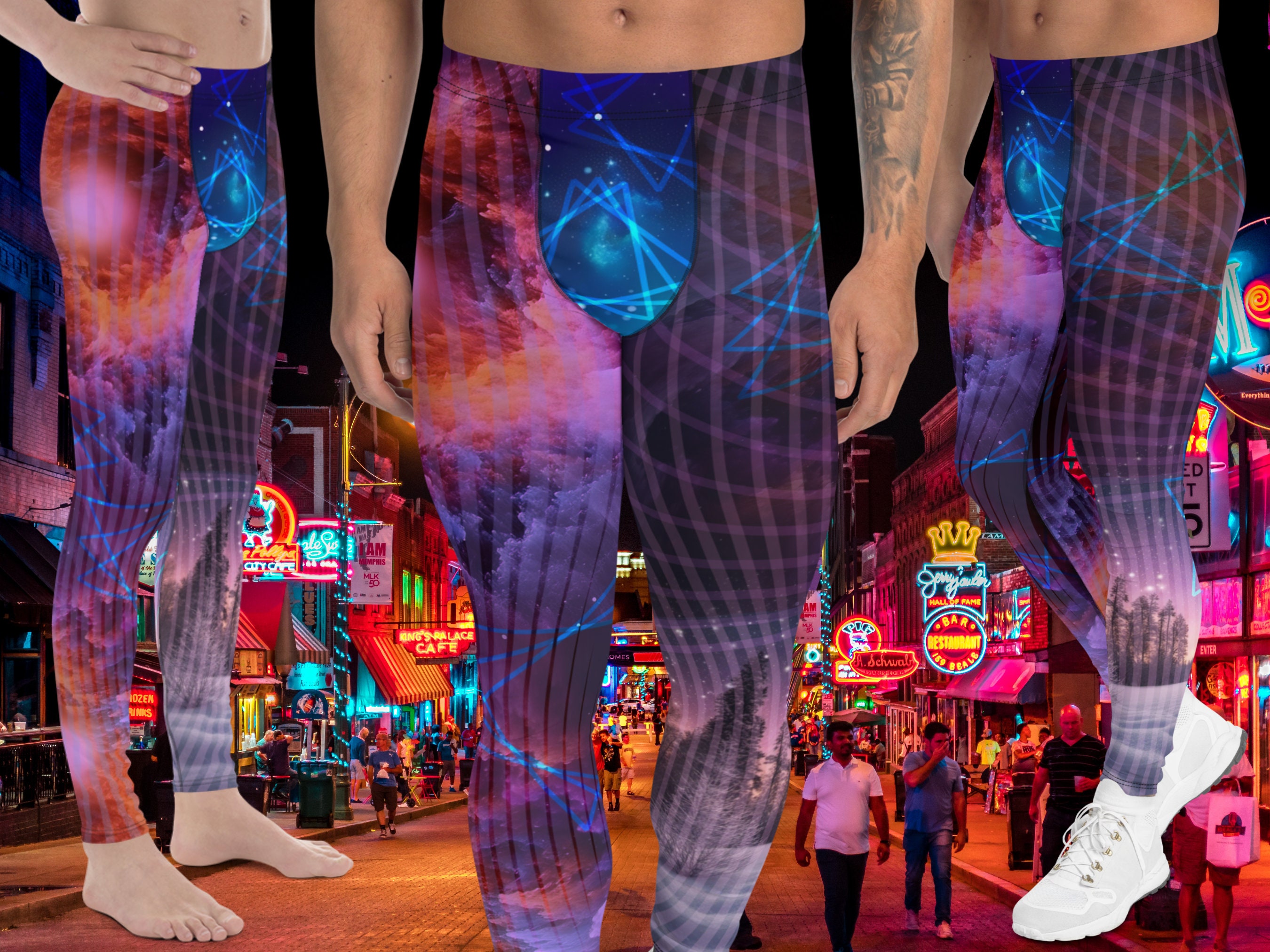 Mens Leggings Galactic Nebula, Bjj Compression Spats, Pro Wrestling Tights