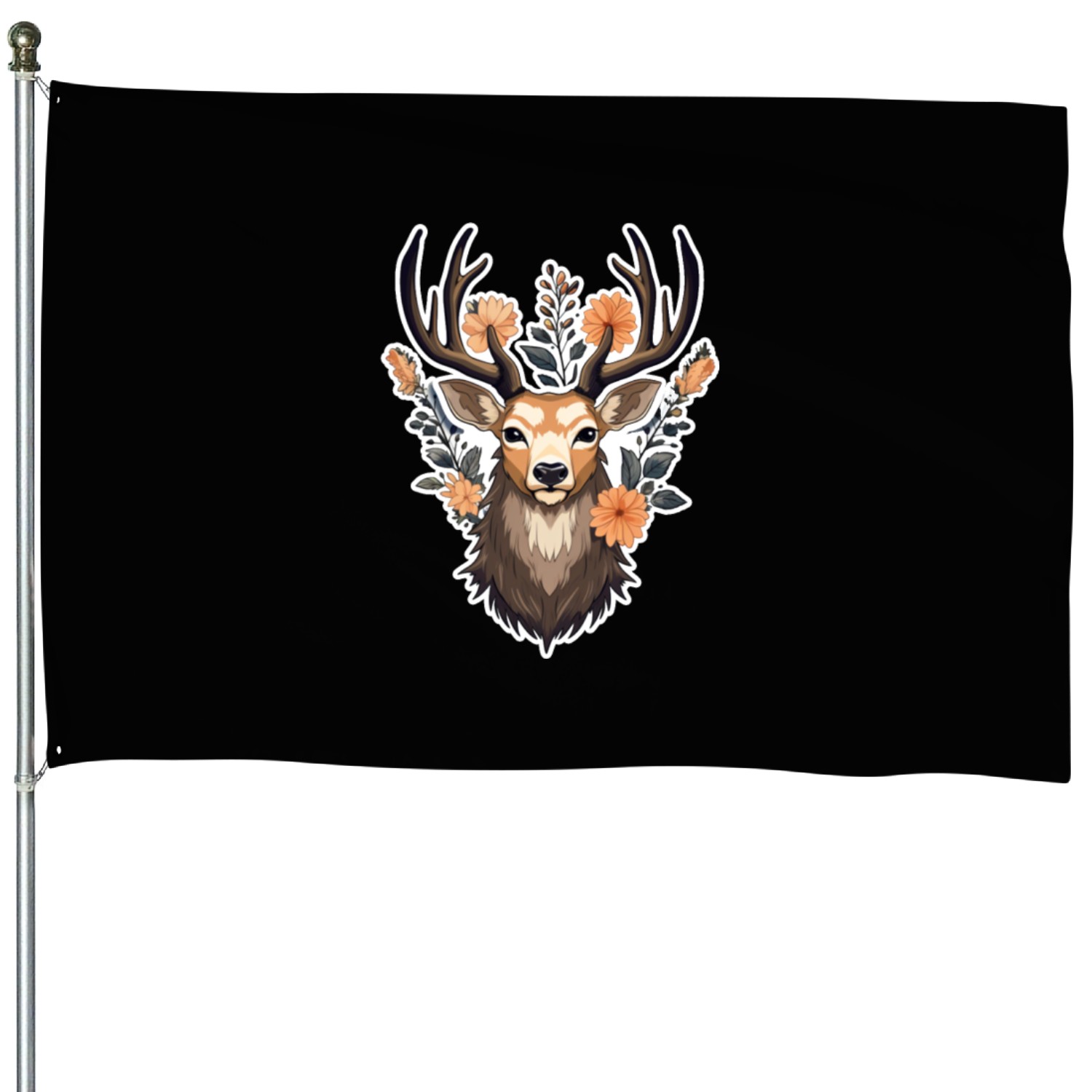 Deer Flowers House Flags