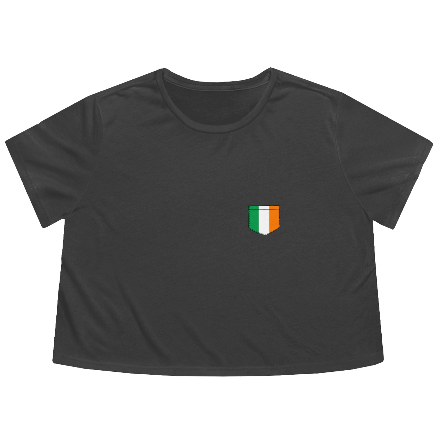 irish flag in a shape of a pocket Flowy Cropped Tees