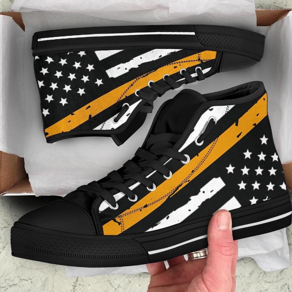 Thin Gold Line High Top Sneakers / Dispatchers Custom Print Trainers Shoes / Dispatchers High Top Shoes / Dispatchers Gift
