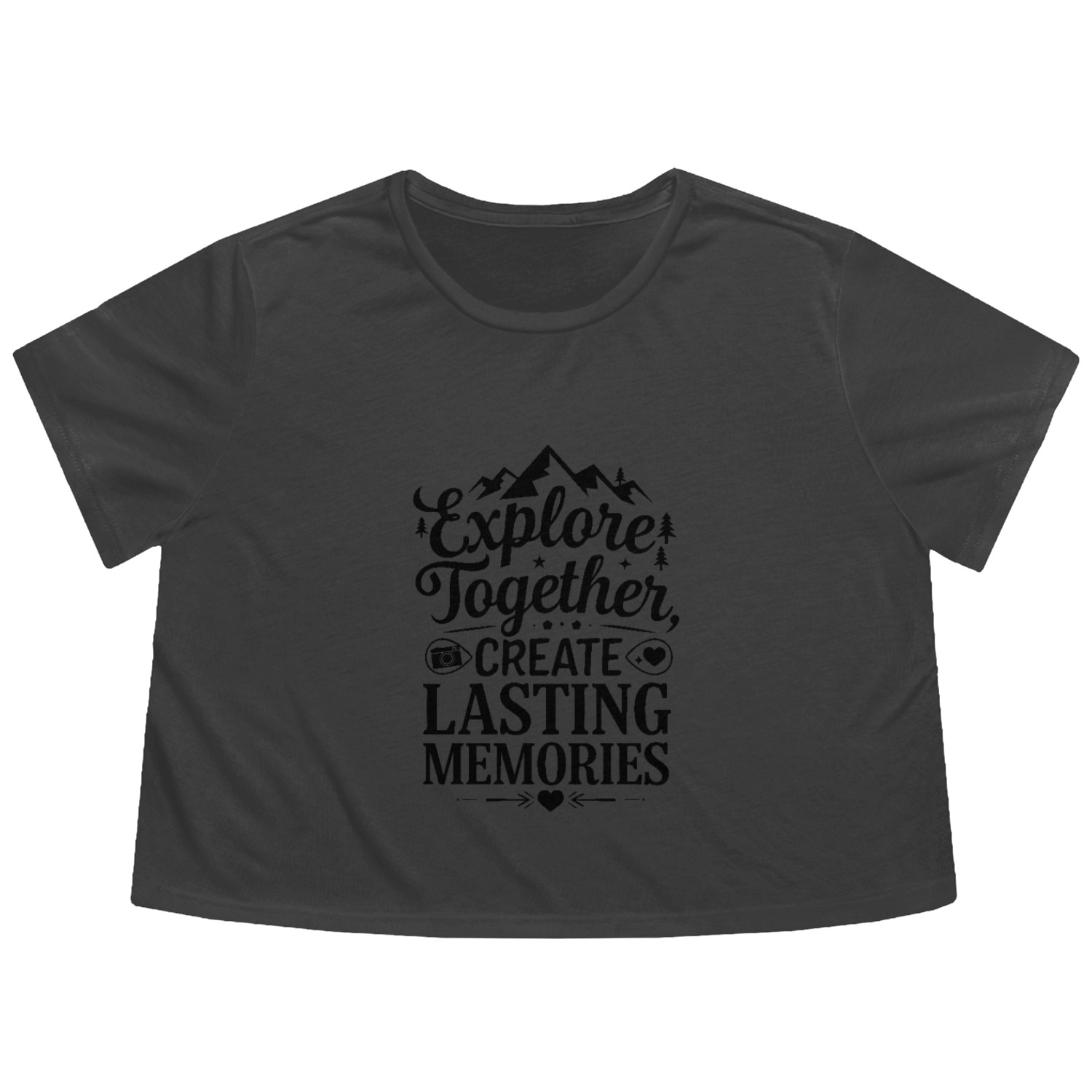 Explore Together adevnture travel quote text art Flowy Cropped Tees
