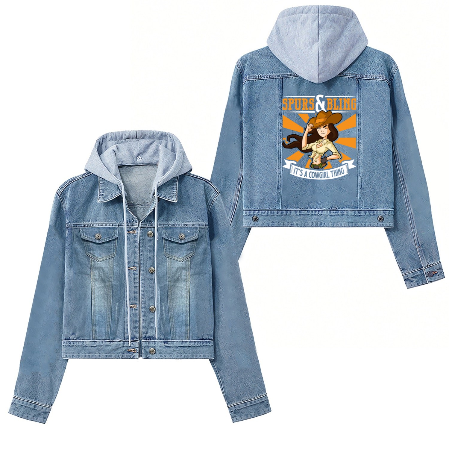 Cowboy Barn Bull Rider Rodeo Country Western Gift Women's Denim Jackets