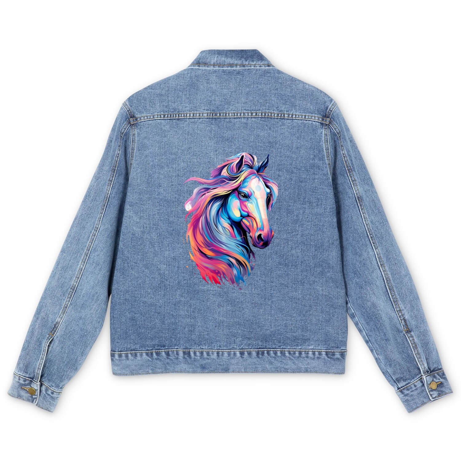 Beautiful Horse for a Horsewoman Men's Denim Jackets