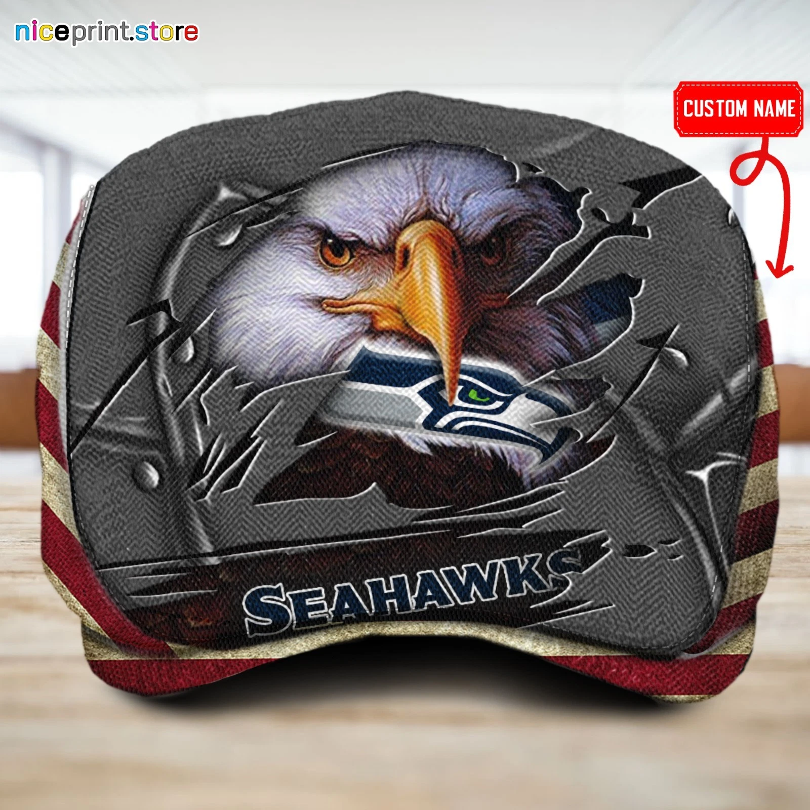 Seattle Team Seahawks Jeff Cap football Beret Hat Flat Cap football Golf Cap Driver