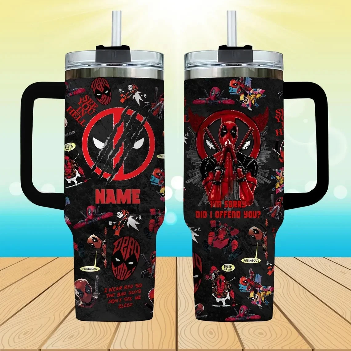 Personalized Deadpool 40 Oz Tumbler Gift for Cartoon