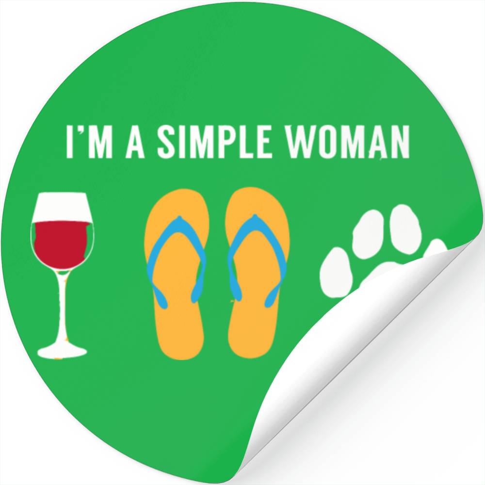 I Am A Simple Woman Wine Beach Sandals Dog Lover Stickers