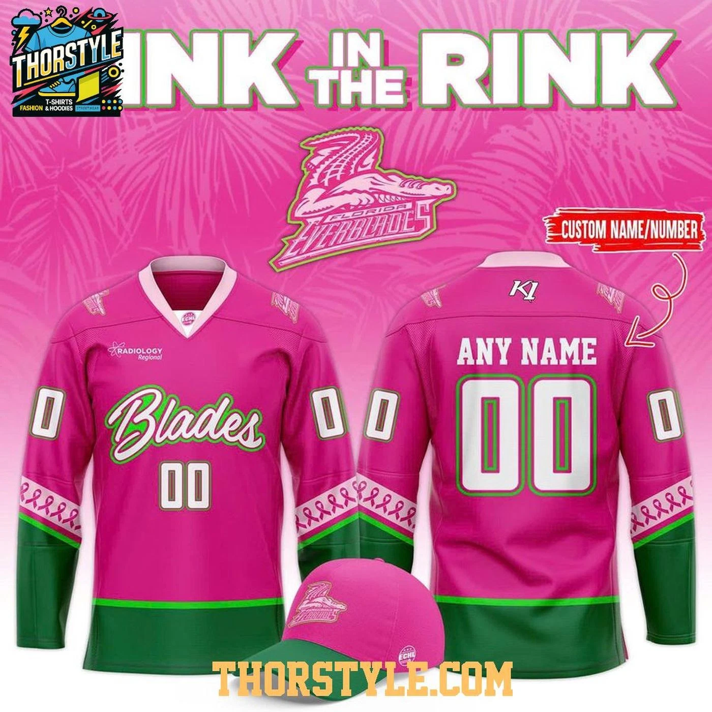 Personalize Florida Everblades Pink In The Rink 2026 Hockey Shirt Men's Fan Gear