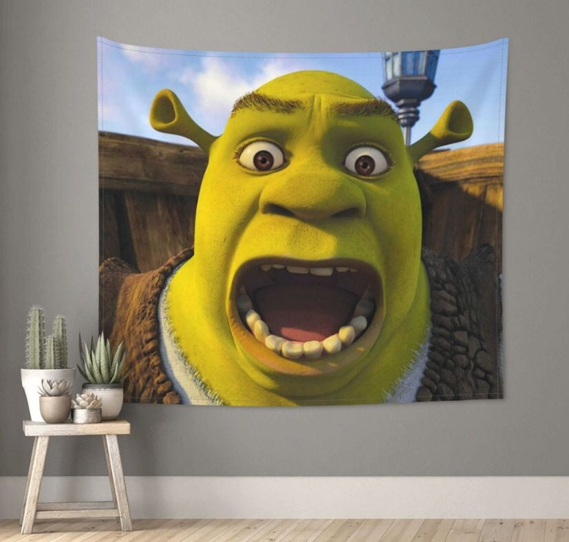 Shrek Tapestry Wall Hanging Printed Polyester Wall Tapestry, Cartoon Bohemian Wall Blanket Room Decor