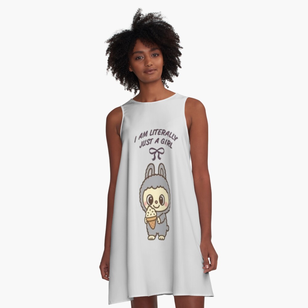 Sesame Bean ♥ Blue Labubu The Monsters ♥ 'I am literally just a girl' A-Line Dress