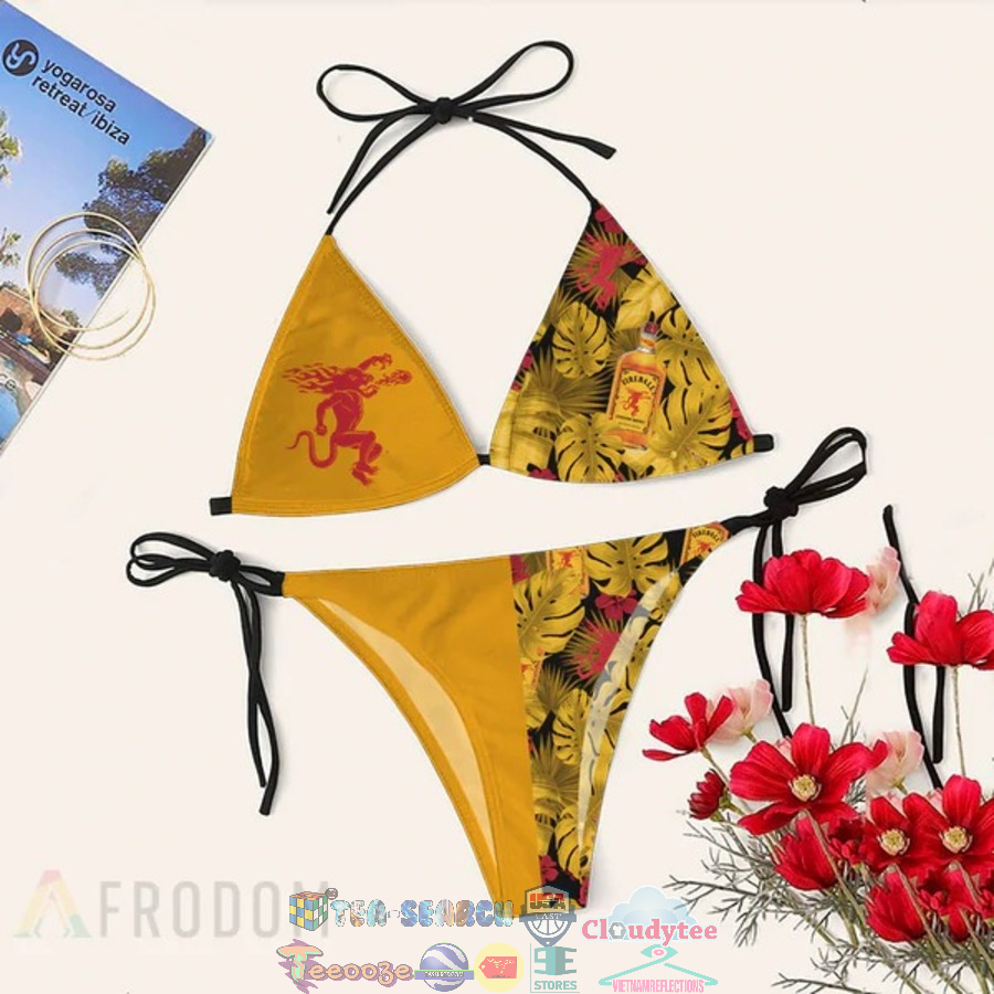 Fireball Whiskey Tropical Women's Sling Bikini Set Beach Swimsuit