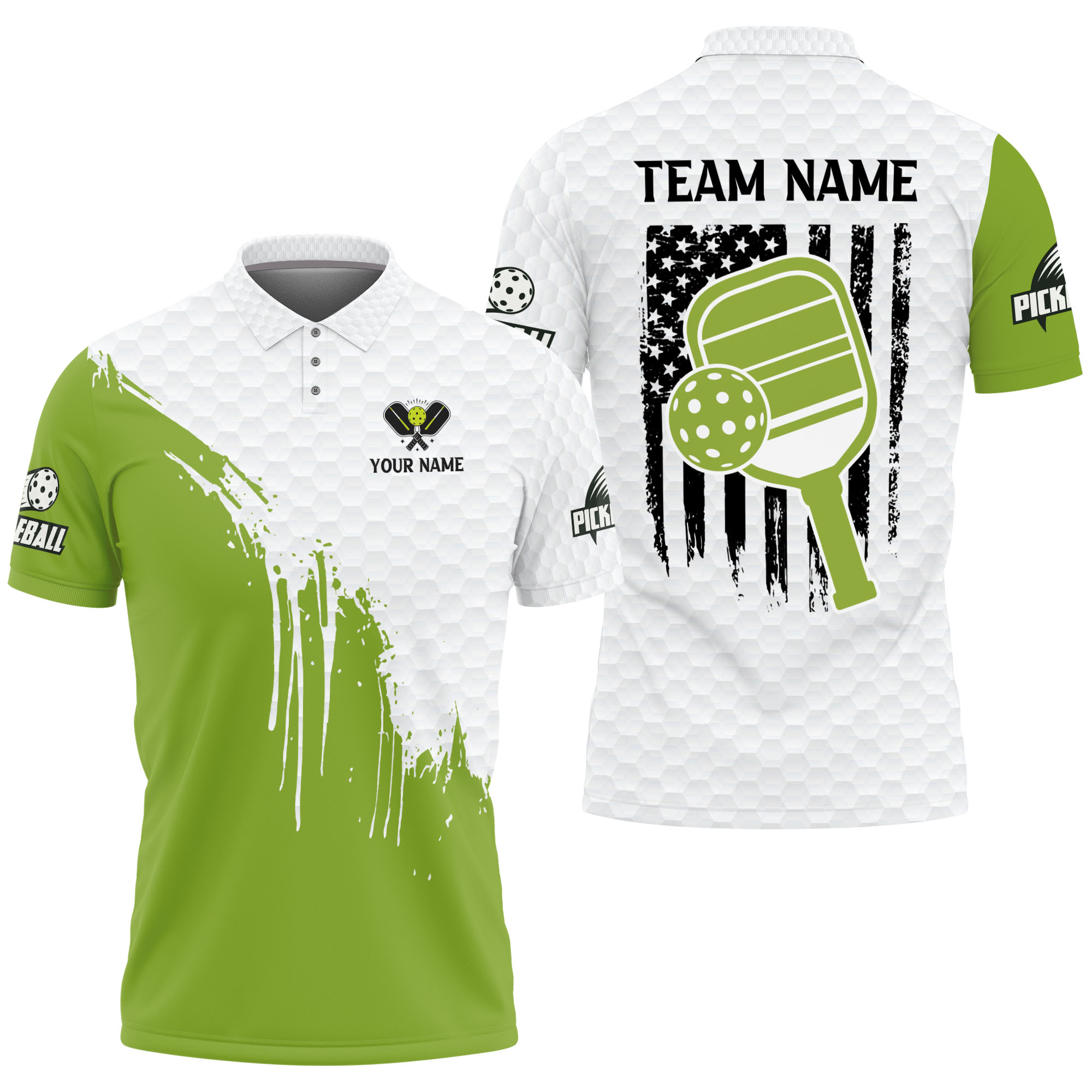 Personalized Name Team America Flag Pickleball Lover Women's Polo Shirt