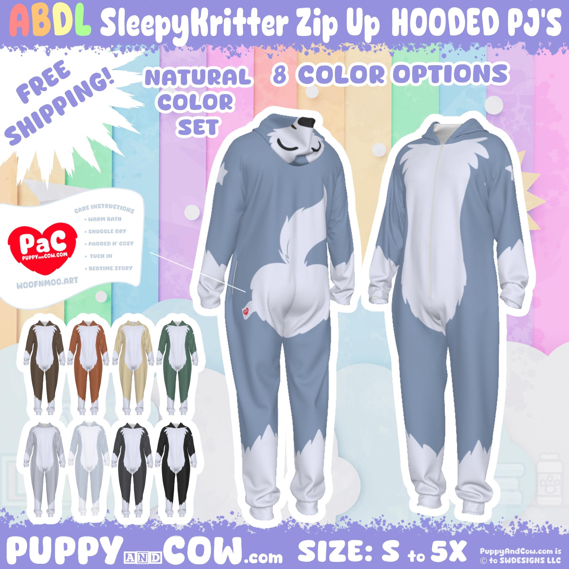 Wolf Hooded Plush Jumpsuit: Super Soft Natural Color Pajamas REVISED SIZE S - 3X