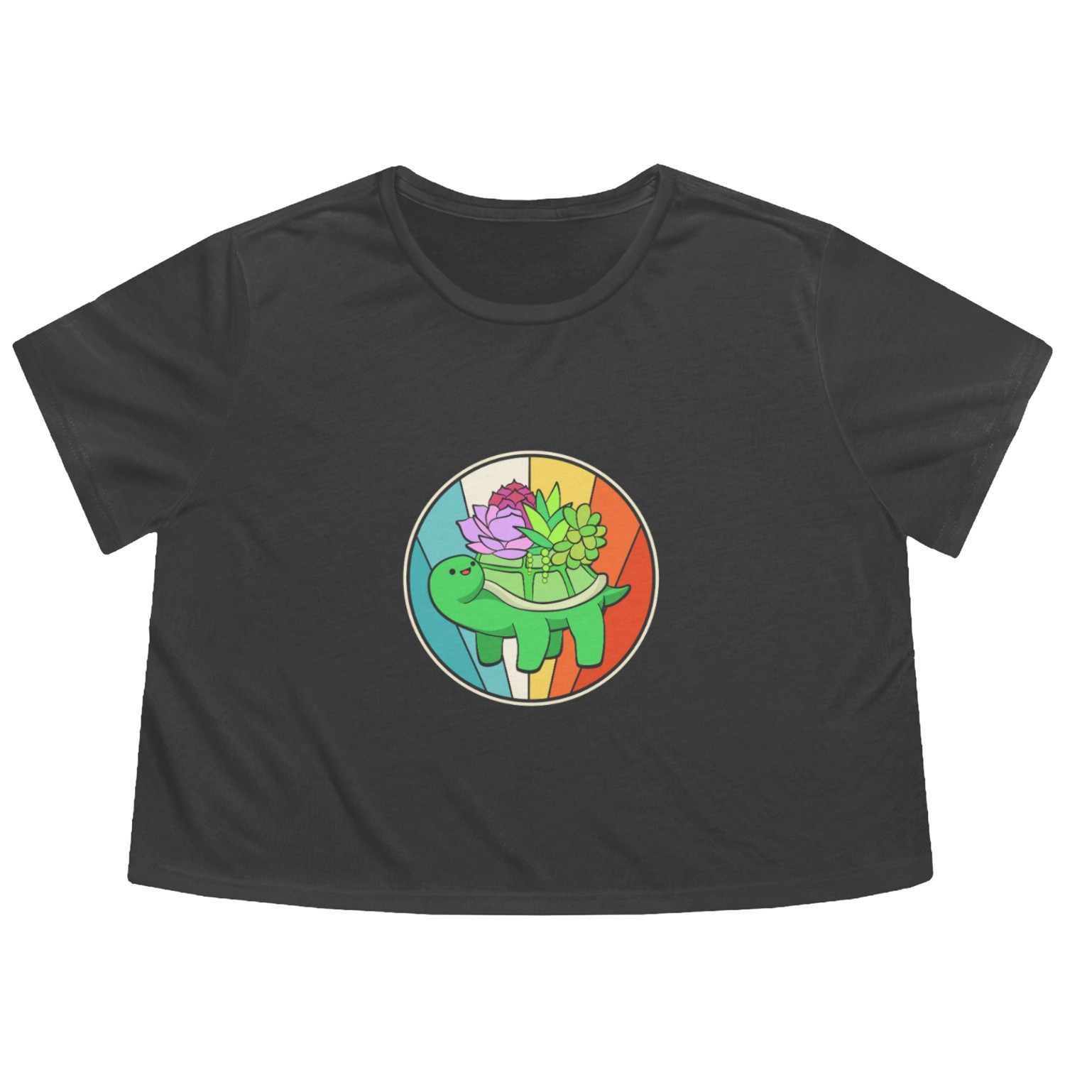 Succulent Plant Turtle Flowy Cropped Tees