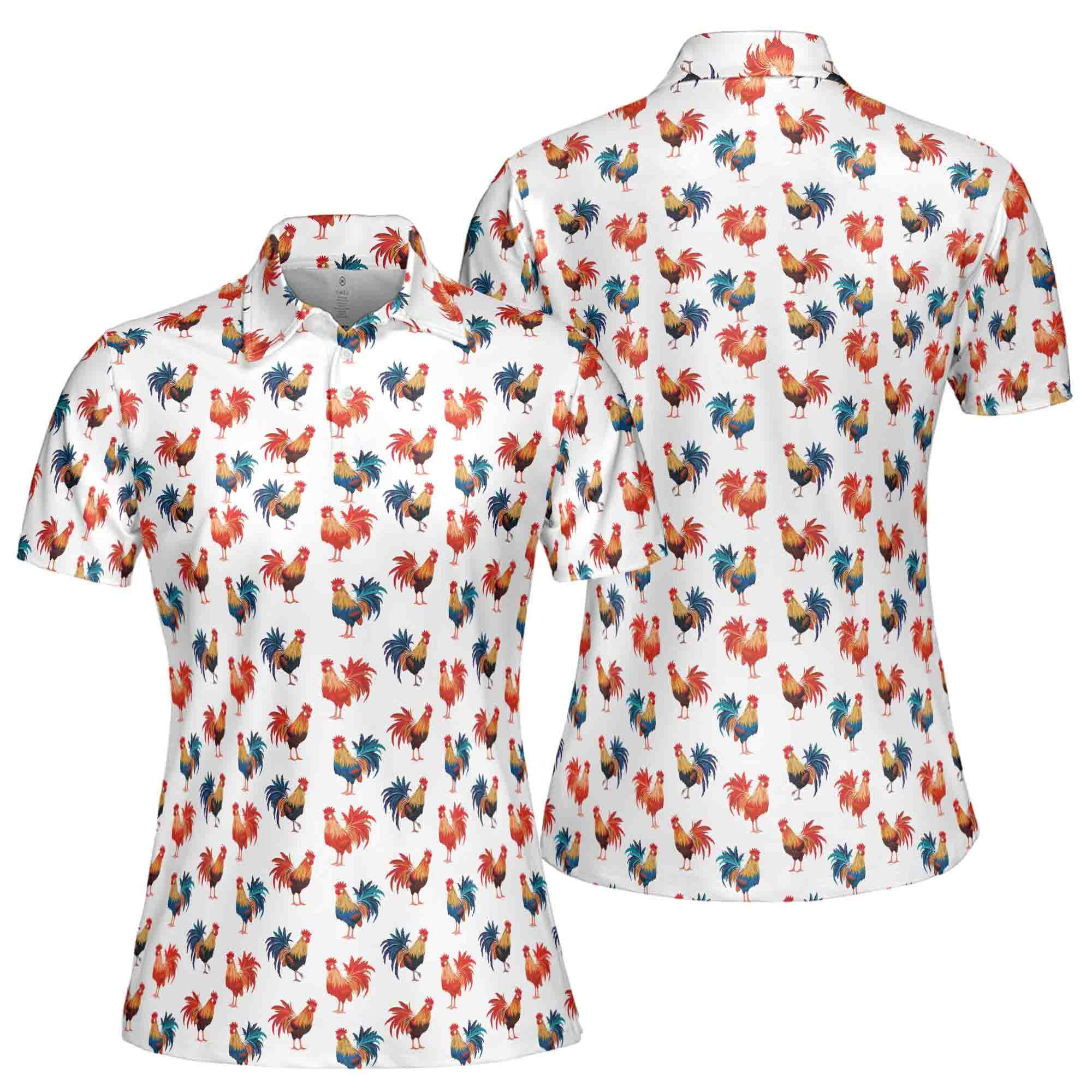 Funny Colorful Chicken Art Rooster Lover Gift Golf Women's Polo Shirt